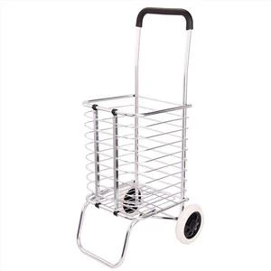Handlekurv i aluminium med svingbare hjul